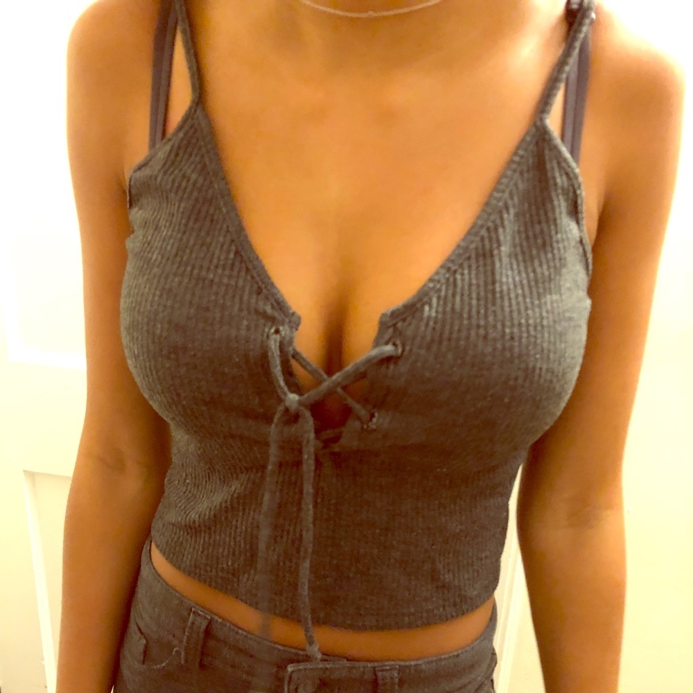 Pacsun Lace up gray tank top